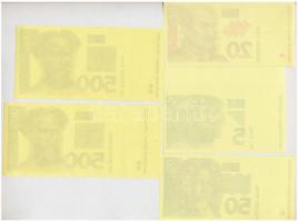 Horvátország 1993 (1994). 5K előlapi színpróba + 20K előlapi színpróba + 50K előlapi színpróba + 500...