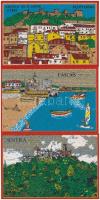 3 db MODERN használatlan portugál parafa képeslap: Cascais, Lisszabon, Sintra / 3 modern unused Portugese corkwood postcards: Cascais, Lisboa, Sintra
