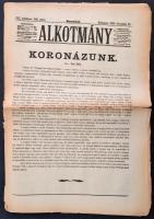 1916 Alkotmány. XXI. évf. 362. sz., 1916. dec. 20. Papírkötés, szakadozott. Koronázási szám, benne számos érdekes írással.