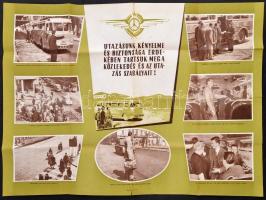 1959 Magyarország autóbuszhálózata, MÁVAUT vonalakkal, kiadja: Athenaeum, szakadással, 55×81 cm