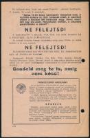cca 1943-1945 Honvéd! Elpusztulsz, ha nem teszted le a fegyvert! Magyar nyelvű, szovjet propaganda r...