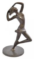 Táncoslány, kisméretű fém szobor, m: 19 cm