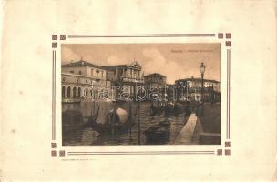 Venice, Venezia - 9 pre-1945 postcards glued on exhibition sheets, Venetian canals with boats and gondolas
