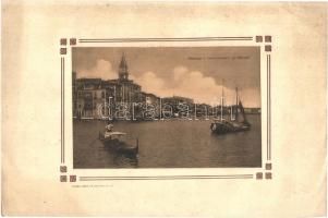 Venice, Venezia - 9 pre-1945 postcards glued on exhibition sheets, Venetian canals with boats and go...