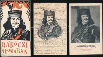 cca 1906-1940 7 db Rákóczi Ferenccel kapcsolatos nyomtatvány (képeslapok, prospektus - Rákóczi nyomában, fotólapok)