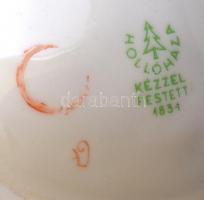 Hollóházi porcelán kakas, kézzel festett, jelzett, kis mázhibával, h: 14,5 cm