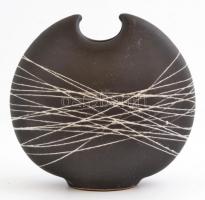 Iparművész mázas kerámia váza, jelzett, hibátlan, m: 16 cm
