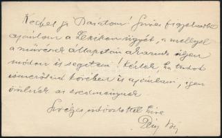 cca 1910-1920 csalai Déry Béla (1870-1932) festő, Nemzeti Szalon igazgatójának névjegykártyája, a há...