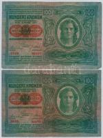 1912. 100K piros "Deutschösterreich" felülbélyegzéssel, mindkét oldala német (5x) T:III