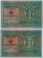 1912. 100K piros "Deutschösterreich" felülbélyegzéssel, mindkét oldala német (5x) T:III