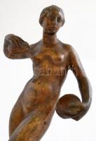 Jelzés nélkül: Cintányéros akt. Rezezett spiáter,  sérült, talapzat nélkül, m:25,5 cm