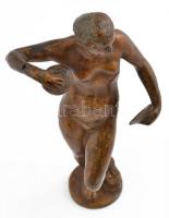 Jelzés nélkül: Cintányéros akt. Rezezett spiáter,  sérült, talapzat nélkül, m:25,5 cm