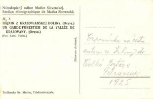 Kralován, Kralovany (Árva, Orava); Národopisny odbor Matice Slovenskej. Hájnik z Kralovianskej Dolin...