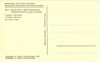 Helpa, Heľpa (Gömör, Gemer); Národopisny odbor Matice Slovenskej. Velká Noc v Helpe, V nedelu odpolu...
