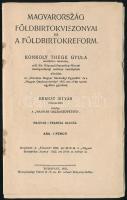 1925 Bp., Magyarország földbirtokviszonyai és a földbirtokreform, kiadja: Magyar gazdaszövetség