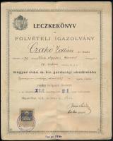 1904 Mosonmagyaróvár, Magyar-óvári m. kir. gazdasági akadémia által kiállított leckekönyv