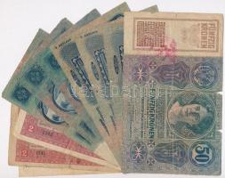 10db-os korona bankjegy tétel közte 1913. 20K (3xklf) T:vegyes