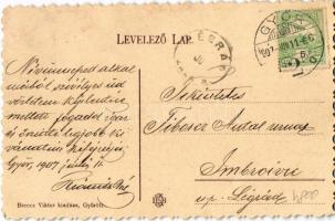 1907 Győr, pályaudvar rész, vasútállomás. Berecz Viktor kiadása