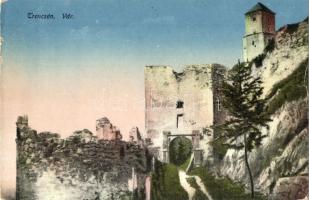Trencsén, Trencín; vár / Trenciansky hrad / castle + 1918 Trencsén P.U. (EK)