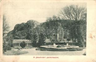 1907 Jászóváralja, Jászóvár, Jasovsky Podzámok (Jászó, Jasov); park, háttérben a várrom / Jasovsky hrad / park, castle ruins + 1907 Jászó P.U. (EK)