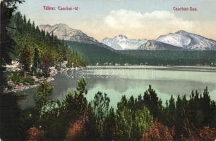 Tátra, Magas Tátra, Vysoké Tatry; Csorbai tó. Kiadja Cattarino S. utóda Földes Samu 9. sz. / Csorber See / Strbské pleso / lake + 1916 Csorba P.U.