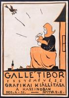 cca 1930 Gallé Tibor kiállítási plakátja. Kis beszakadással 24x36 cm