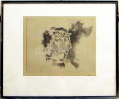 Szász Endre (1925-2003): Női portré szignált rézkarc 3/100 52x43cm