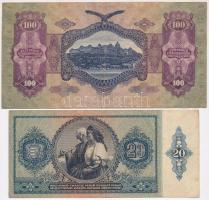 4db-os pengő bankjegy tétel, benne 1930. 100P + 1941. 20P + 1943. 1000P + 1945. 100.000P T:III,III-