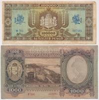 4db-os pengő bankjegy tétel, benne 1930. 100P + 1941. 20P + 1943. 1000P + 1945. 100.000P T:III,III-
