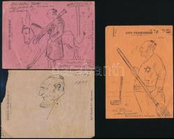 cca 1930-1955 5 db judaika témájú karikatúra