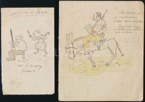 cca 1930-1955 5 db judaika témájú karikatúra