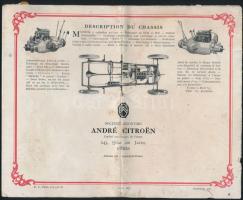 cca 1910 Citroen 5HP képes automobil katalógus 8p. Hajtással / Automobile catalogue with fold
