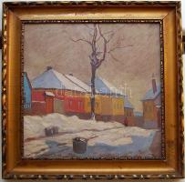 Gannay János (1905-): Téli táj; olaj, karton; szignált keretben 40x40cm