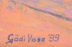 Gödi Vass István (1941- ): Mátyás-templom, olaj, vászon, jelzett, fa keretben, 48,5×68 cm