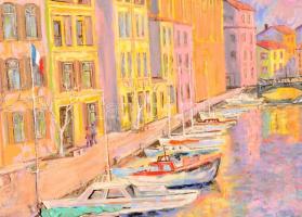 Gödi Vass István (1941- ): Martigues, olaj, vászon, jelzett, fa keretben, 48,5×69 cm