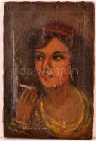 Olvashatatlan jelzéssel: Cigány lány, olaj, vászon, 45×30 cm