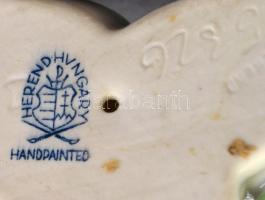 Herendi nyúl pár, kézzel festett, jelzett, apró kopásokkal, m:8,5 cm