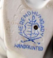 Herendi nyúl, kézzel festett, jelzett, apró kopásokkal, m: 10 cm