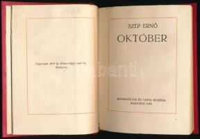 Szép Ernő: Október. Első kiadás. Bp., 1919, Rózsavölgyi és Társa. Átkötött modern egészvászon-kötésb...
