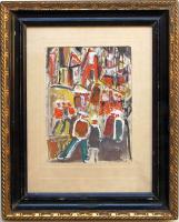 1973 Gábor Miklós Kossuth díjas színművész: Szabadtéri előadás olaj, karton; szignált keretben 34x42cm