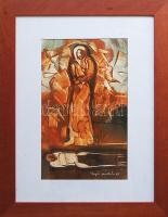 Búzás András (1943-): Ballada színezett rézkarc; keretben 36x46cm