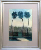 Áron Nagy Lajos (1913-1987): Léckerítés; szignált; akvarell, papír keretben 47x57cm