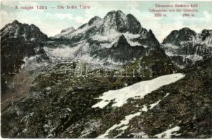 Tátra, Magas Tátra, Vysoké Tatry; Tátra csúcs az Oszterva felől. Kiadja Divald Károly műintézete 1981-1908. / Tátraspitze von der Oszterva / Velká Vysoká, Ostrva / mountain peaks