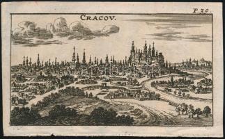 cca XVII. század. Krakkó látképe, rézmetszet, 6,5x11,5 cm/ cca 17th century View of Cracow, copper engraving, 6,5x11,5 cm