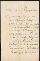 1894 Bp., Morelli Gusztáv (1848-1909) fametsző tanár saját kézzel írt levele azonosítatlan Igazgató úr részére, aláírásával, dátumozva.