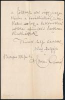 1894 Bp., Morelli Gusztáv (1848-1909) fametsző tanár saját kézzel írt levele azonosítatlan "Iga...