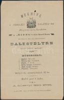 1882 Meghívó a Czeglédi Dalárda által rendezett dalestélyre, 1882. június 4.. Cegléd, 1882, Erdélyi és Gebey, kis lyukkal, 23x15 cm