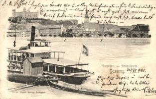 1905 Pozsony, Pressburg, Bratislava; vár, ingahajó. Divald Károly 512. sz. / castle, shuttle boat