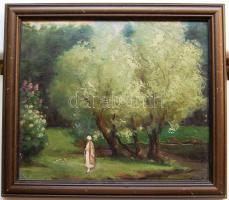 Reich Károly (1922-1988): Városliget; szignált; olaj, karton keretben 41x36cm