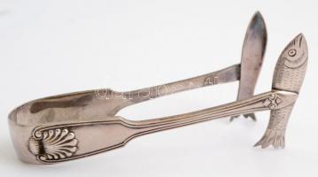 Ezüstözött használati eszközök (cukorcsipesz, szalvétagyűrű, kiskanál, stb.), 6 db